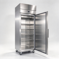 Réfrigérateur vertical commercial à porte simple en acier inoxydable avec roulettes pour bistro