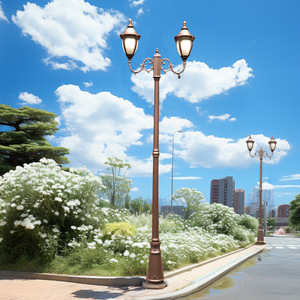 Lampadaire de jardin extérieur en fer avec abat-jour en verre LED, lumière blanc chaud 2700K, IP66, ampoule A19 non amovible, alimentation solaire AC 220V avec détecteur de mouvement - Product Image 6