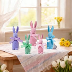 Ornement Lapin de Pâques Classique en Mousse Floquée Marque YF, Vente Directe Usine, ZB2511-01, Décoration Maison Chine, Jouets de Pâques - Product Image 3