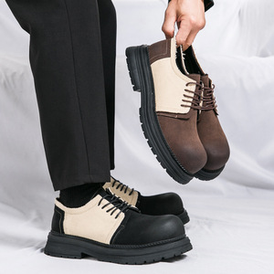 2026 New Summer Men's Chunky Toe <b>Work</b> <b>Shoes</b> <b>Comfortable</b> Retro British Style Thick Sole Casual <b>Shoes</b> - Product Image 3