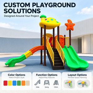 Équipement de terrain de jeux extérieur sur le thème des champignons avec plusieurs toboggans pour projets communautaires de maternelle et d'école préscolaire - Product Image 3