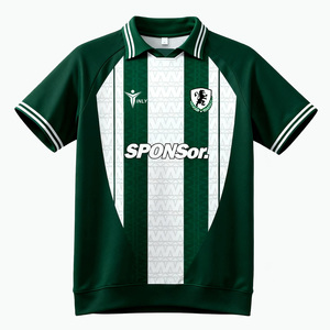 Polyester Stripe Design Football Polo T-shirt Unisexe Boxy Rétro Football Jersey Sport Club Mode Vêtements avec Col - Product Image 2