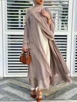 Pringbud Kebaya Abaya couleur unie féminine en mousseline de soie grande taille femmes Robe mode vêtements islamiques Robe musulmane ensemble avec Hijab
