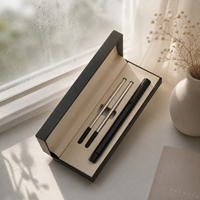 Stylo Roller de Luxe Exécutif Noir Mat avec Logo Personnalisé Pointe Fine 1,0 mm Corps Métallique