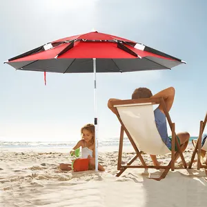 Ombrellone da pesca a baldacchino antivento a doppio strato per esterni ombrellone da spiaggia di grandi dimensioni con struttura in fibra di vetro con palo in alluminio