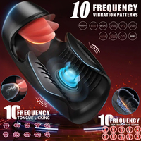 Black Tongue Airplane Cup, Jouet sexuel pour adultes, Masturbateur masculin électrique entièrement automatique avec fonctions de léchage, de battement et de vibration, pour l'entraînement
