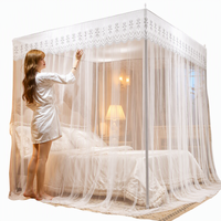 Moustiquaire de sol pour la maison, en gaze à mailles fines, avec support épais, trois portes, 1,5m/1,8m, modèle Palais, Vente en gros