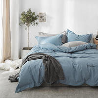 Drap de lit en satin et coton brodé, ensemble de couverture de couette pour hôtel avec logo personnalisé, pièces
