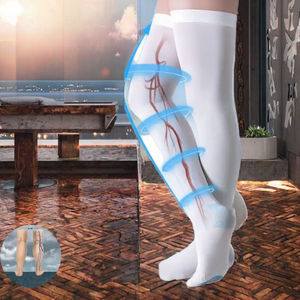 Calcetines de Compresión Blancos con Gradiente, 15-20 mmHg, Hasta el Muslo, Tubo Elástico, Anti-Trombosis, Antibacterianos, Medias de Punto Hasta la Rodilla - Product Image 3