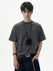 T-shirt da <span class=keywords><strong>uomo</strong></span> personalizzabile con logo, in cotone spandex, girocollo, a maniche corte, vestibilità ampia, stile streetwear e sportivo - Product Image 2