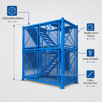 Tour d'accès modulaire en acier pour chantier de construction moderne, cage de sécurité, capacité 500 kg, pour ponts, tunnels, fosses de fondations et bâtiments