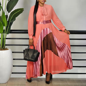 Abiti da donna <span class=keywords><strong>in</strong></span> stile europeo a pieghe abiti da donna <span class=keywords><strong>con</strong></span> <span class=keywords><strong>cintura</strong></span> stile americano - Product Image 1