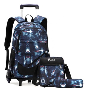 3 pcs azul los niños de la Escuela de bolsa almuerzo bolsa de lápiz de ruedas <span class=keywords><strong>mochila</strong></span> con 2 ruedas y 6 ruedas - Product Image 6