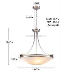 Lampada a Sospensione di Alta Qualità in Nichel Spazzolato, Plafoniera a 3 Luci con Sfera in Vetro per Casa, Hotel e Villa - Product Image 2