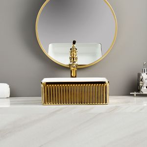 Bassin d'art en céramique transfrontalier pour le commerce extérieur Évier de style asiatique du sud-est avec bassin de table de toilette galvanoplastie or argent - Product Image 2