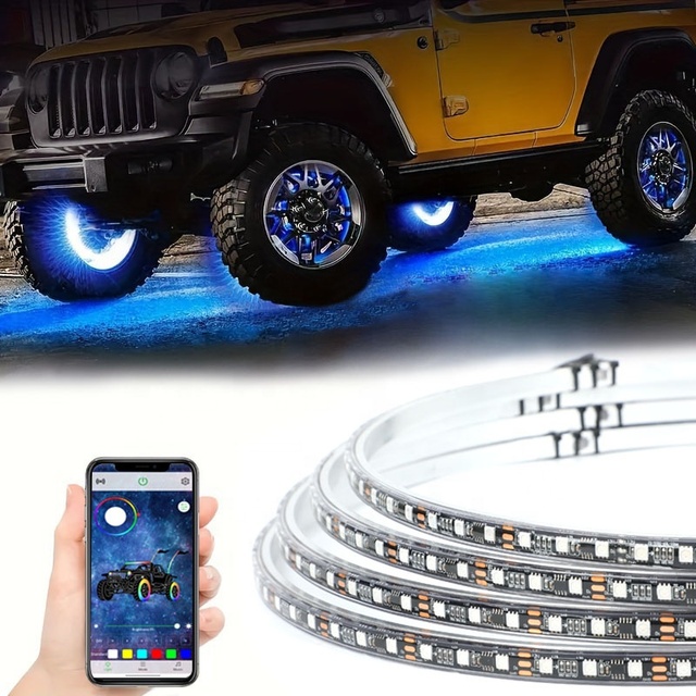 Custom Wheel Rim Lights Chasing RGB RGBW Pure White Single Row 5 10 12 Row 15.5 17 Inch Car Wheel LED Ring Light Kit for Truck