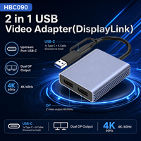 DisplayLink 2in1 USB Type-C Dual DP Adapter 4K+60Hz Cangkang Aluminium Konverter Video Laptop Monitor Ganda Stok Garansi 12 Bulan