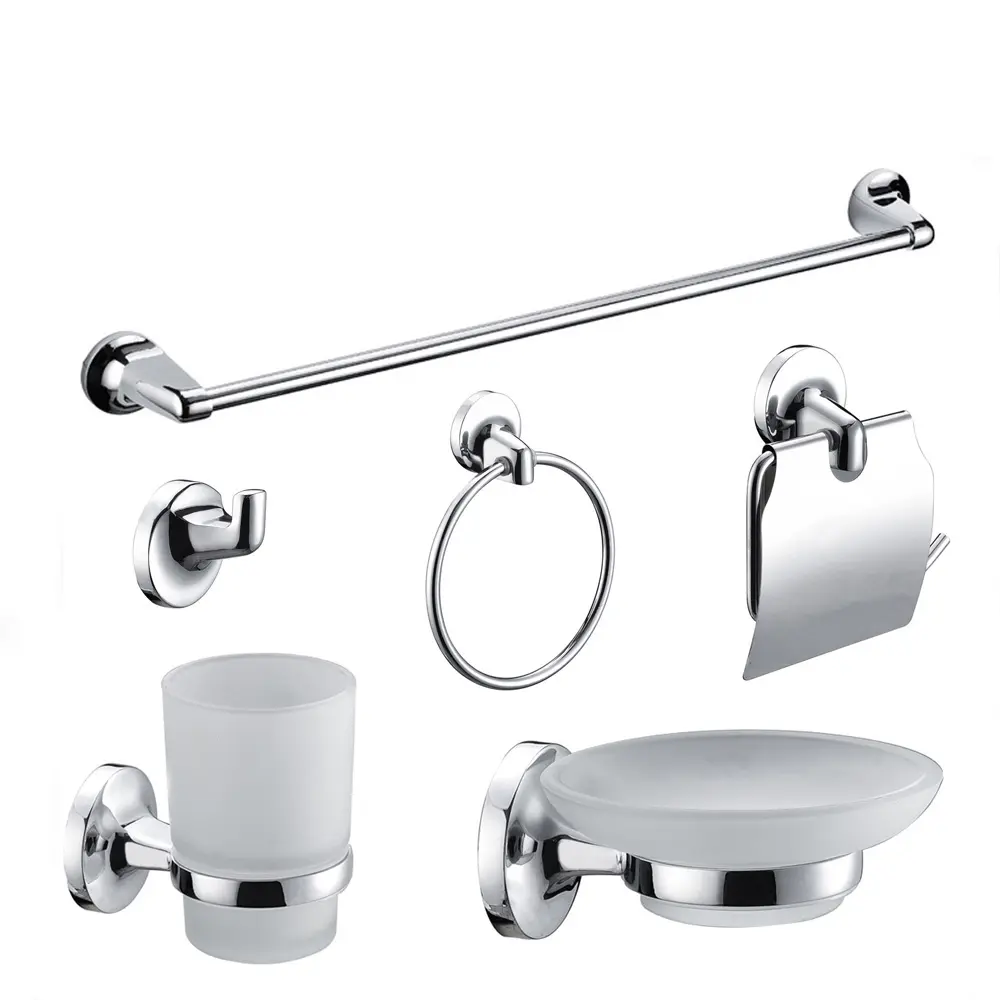 Ensemble d'accessoires de salle de bain, 6 pièces, plaque en alliage de Zinc chromé, Design européen, nouvelle collection 2020