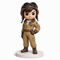 Figurine d'action pilote en PVC personnalisée, figurine de personnage d'aviateur de dessin animé 3D OEM, jouet de collection en vinyle personnalisé pour cadeau et exposition