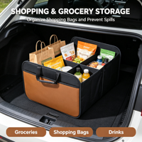 Boîte de rangement pour coffre de voiture, design pliable, séparateur amovible, facile à nettoyer, pour les voyages en voiture, le camping, l'organisation des affaires de voiture