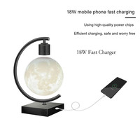 Lampe de table 3D en forme de lune à lévitation magnétique, chargeur sans fil, veilleuse avec haut-parleur Bluetooth, chargeur rapide 18W pour chambre à coucher, bureau
