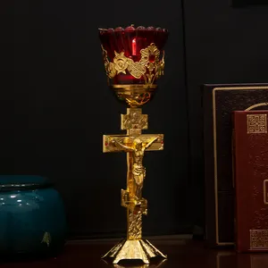 Castiçal para Igreja Católica HT Jerusalém, suporte de velas para decoração de igrejas, candelabros cruzados