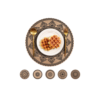 Sets de table ronds imprimés en jute et lin de style bohème, 15 pouces, très vendus, résistants à la chaleur et antidérapants