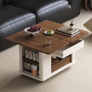 Table basse en bois moderne, durable et écologique avec rangement, ensemble de tables d'appoint pour salon, mobilier de maison - Product Image 4