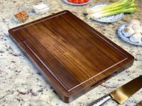 Tabla de cortar de madera de nogal sostenible, nogal negro macizo de 17x12x1.25 pulgadas, reversible con asas y ranura para jugos