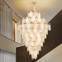Lustre à pampilles en cristal motif feuille pour salon, suspension haut de gamme en cristal scintillant en forme de pagode