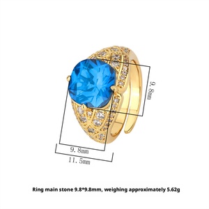 Premium Wholesale Jewelry Eco-friendly Copper 10*10mm Multicolor Cubic Zirconia Gold Plated <b>Ring</b> Bulk for Women - Product Image 2