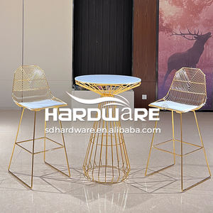 Tabouret de bar haut en acier inoxydable doré, style moderne, pour pub d'hôtel, bar, doré - Product Image 2