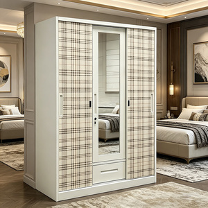 Armoire en acier avec étagères réglables, motif floral personnalisé, 3 portes battantes, armoire bébé, pour salon, intérieur - Product Image 1