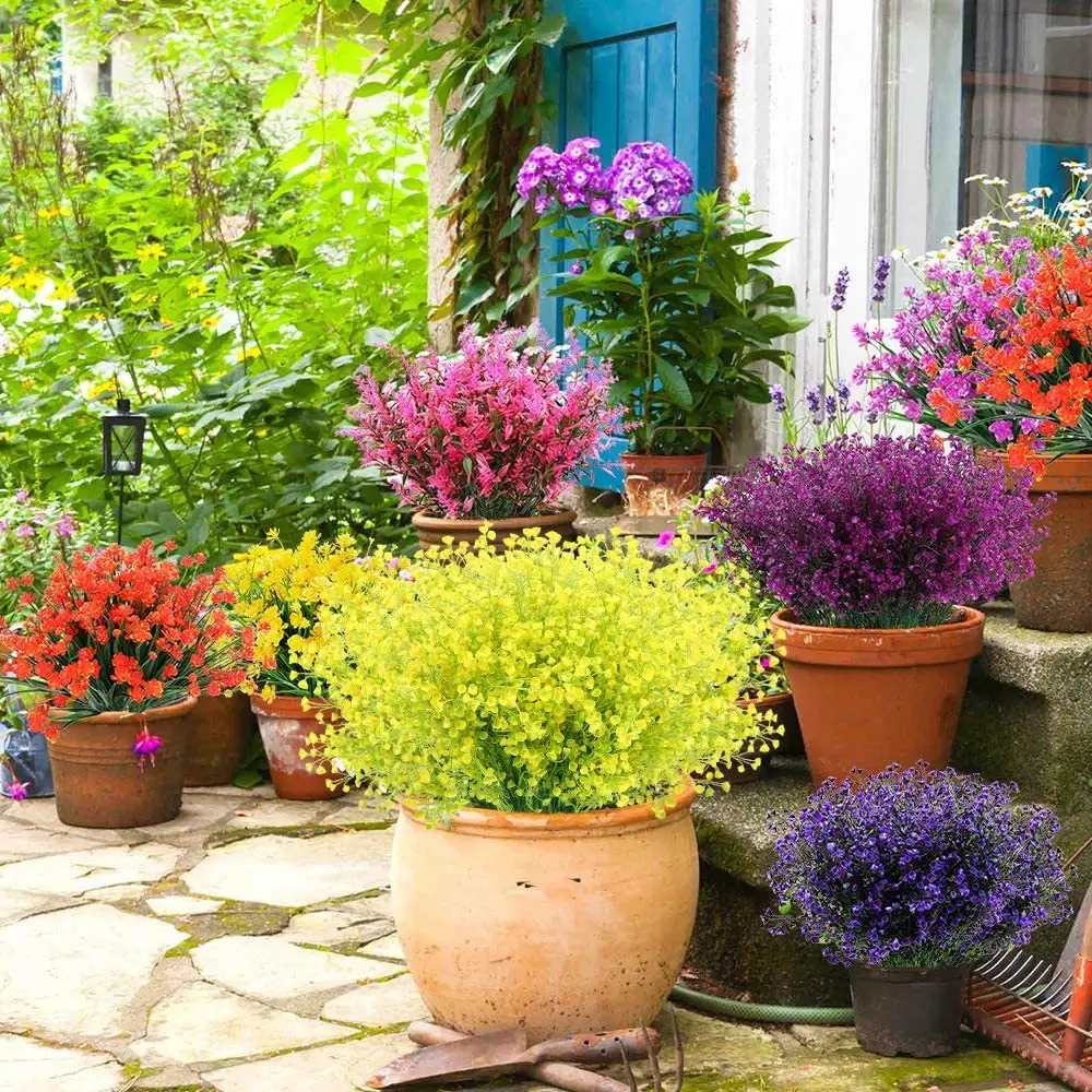 Kunstbloemen Buitenplanten Uv-Proof Struiken Kunstbloemen Binnen En Buiten Hangende Pot Huis Tuin Decoratie