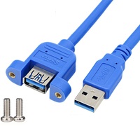 Câble d'extension USB 3.0 mâle vers femelle à montage sur panneau avec trous de fixation et support de verrouillage pour armoire d'équipement industriel