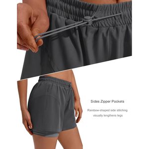 FOXA Short de sport pour femme taille haute 2 en 1 avec poches zippées, séchage rapide et respirant - Product Image 5