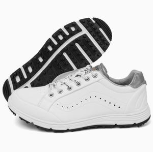 Chaussures de golf en cuir véritable pour hommes, baskets athlétiques, chaussures de sport pour terrain de golf, semelle extérieure en caoutchouc, grande taille - Product Image 2