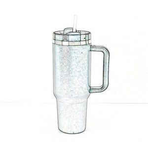 Vaso de acero inoxidable de doble pared de 40oz, botella de agua deportiva de estilo americano, taza de café, taza aislada con asa y pajita - Product Image 6