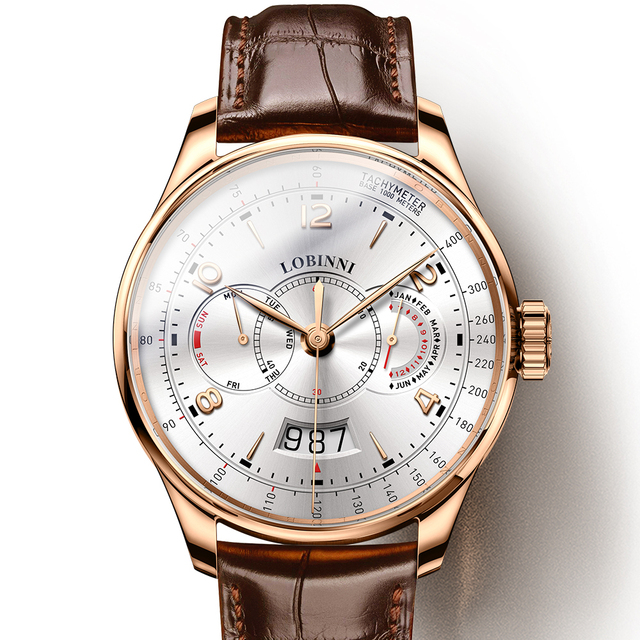 Professional Factory Automatic Watches Case Movement Men Mechanical Watch with Stainless Steel LOBINNI Round 2021 Pointer