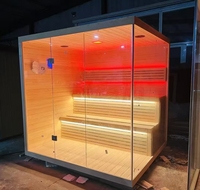 Salle de sauna infrarouge extérieure moderne Chauffage électrique en bois massif Panneau de commande par ordinateur Fonction vapeur sèche