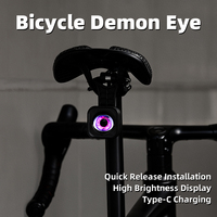 Feu arrière de vélo Dynamic Devil Eyes avec écran HD, 6 modes, LED, rechargeable par USB, feu de sécurité pour le cyclisme