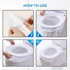 Couvre-siège de toilette en plastique adhésif jetable, tapis portable imperméable, coussin de sécurité <span class=keywords><strong>pour</strong></span> siège de toilette <span class=keywords><strong>pour</strong></span> les voyages/camping, salle de bain - Product Image 6