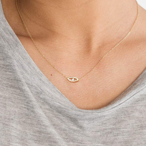 925 Sterling Silver Placcato Oro Dainty Cubic Zirconia Evil Eye <span class=keywords><strong>Collana</strong></span> Per Le Donne - Product Image 3