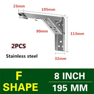 2 adet üçgen katlanır köşeli mesnet 8 inç ayarlanabilir duvara monte raf parantez masa mobilya ağır destek donanım - Product Image 4