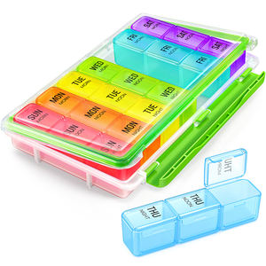 Organizador de pastillas semanal portátil de 7 días con doble protección y rejilla independiente de color, de PP y silicona, para guardar pastillas de astaxantina. - Product Image 1