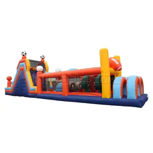 Interactive Challenge Adult Bounce House Sport Game Inflatable Obstacle Course for Event 100m Long Outdoor Game