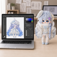 Poupée en peluche Lolita personnalisée avec robe en dentelle, cheveux longs bouclés et bonnet perlé, objet de collection, vente en gros