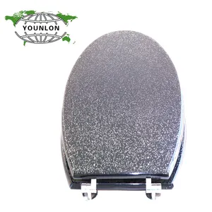 Siège de toilette en bois moulé de forme ronde à paillettes de bonne qualité - Product Image 1