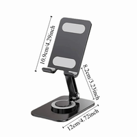360 °   Support de téléphone rotatif et réglable en métal, support de téléphone portable pliable et portable, support de téléphone de table