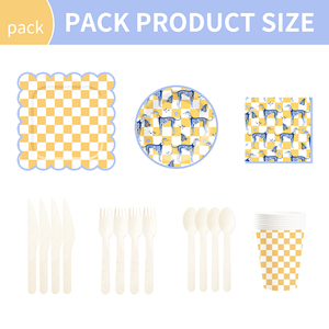 DAMAI Animal Theme Disposable Dessert Dinner <b>Paper</b> Plates Cup Napkin with Punnett Square Tableware Set for Party Supplies - Product Image 6